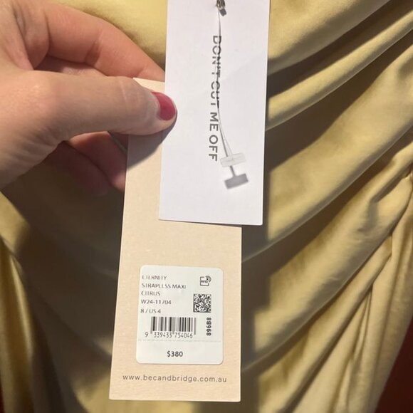 NWT Bec + Bridge ETERNITY STRAPLESS DRESS in CITRUS - Picture 3 of 7